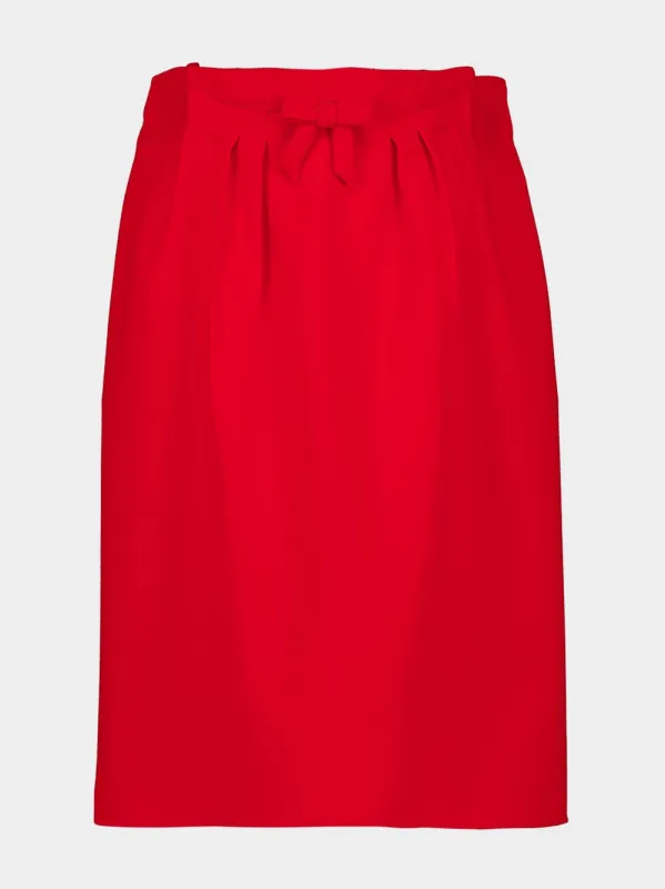 Red Melange Natté Wool Midi Skirt sold by Fashion Clinic