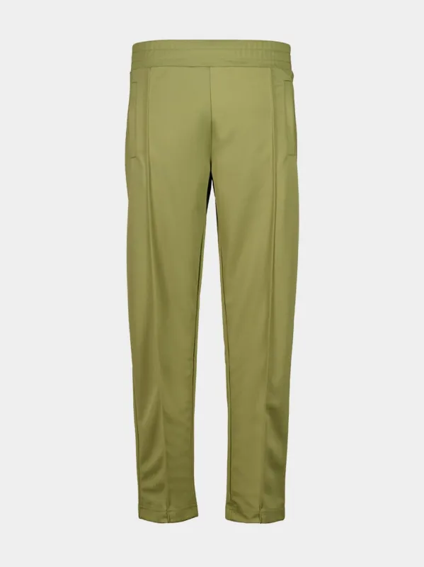 Army Green Track Pants with Back Curved Logo made by Palm Angels