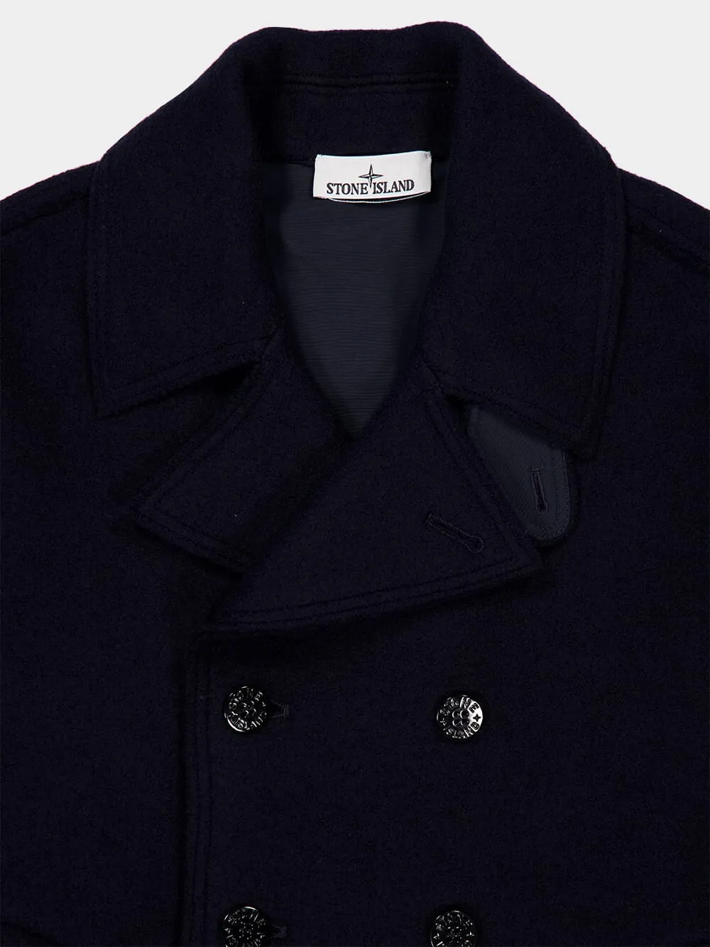 Navy Blue Felted Wool Pea Coat sold by Fashion Clinic product image thumbnail 5
