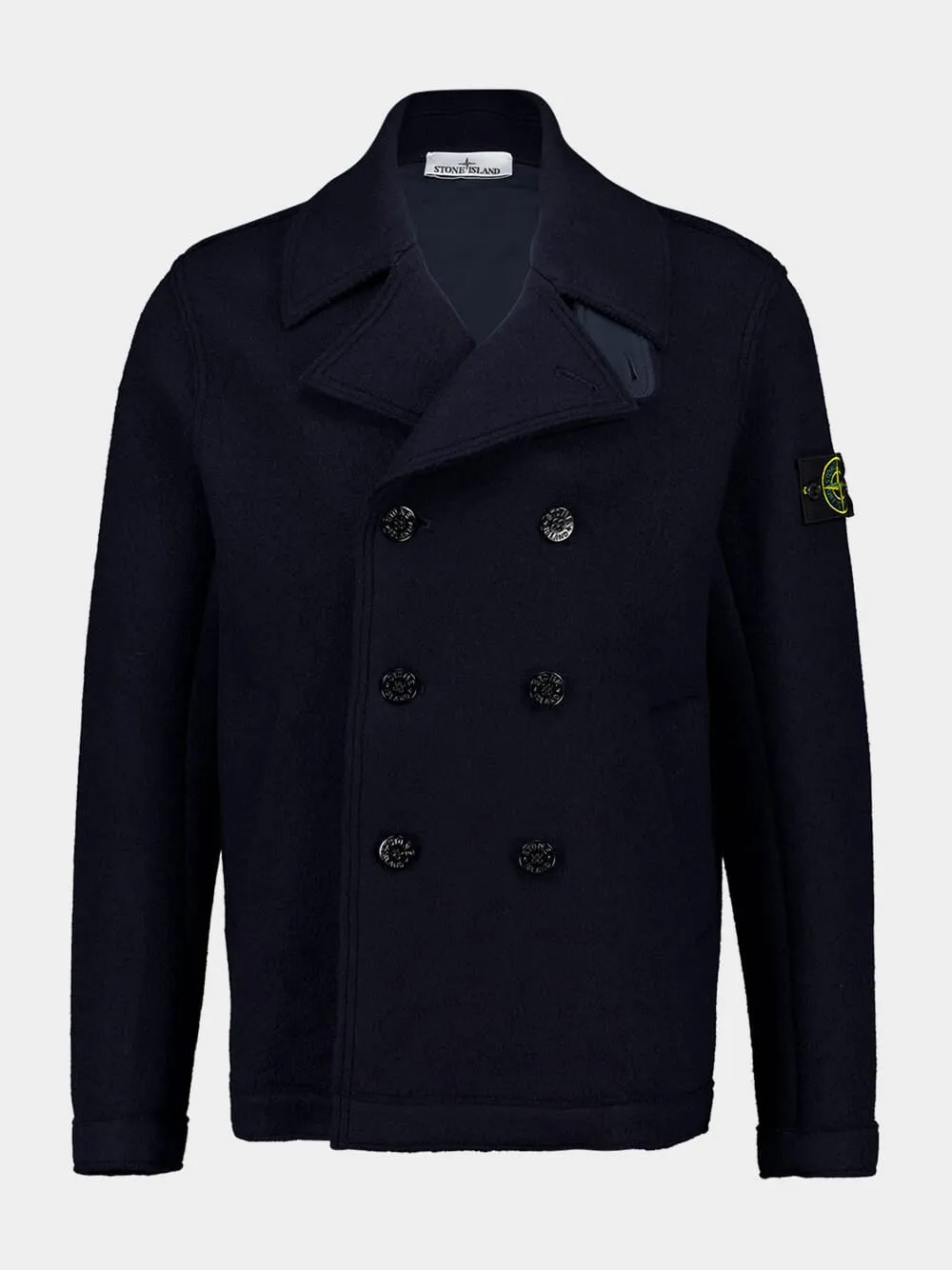 Navy Blue Felted Wool Pea Coat sold by Fashion Clinic