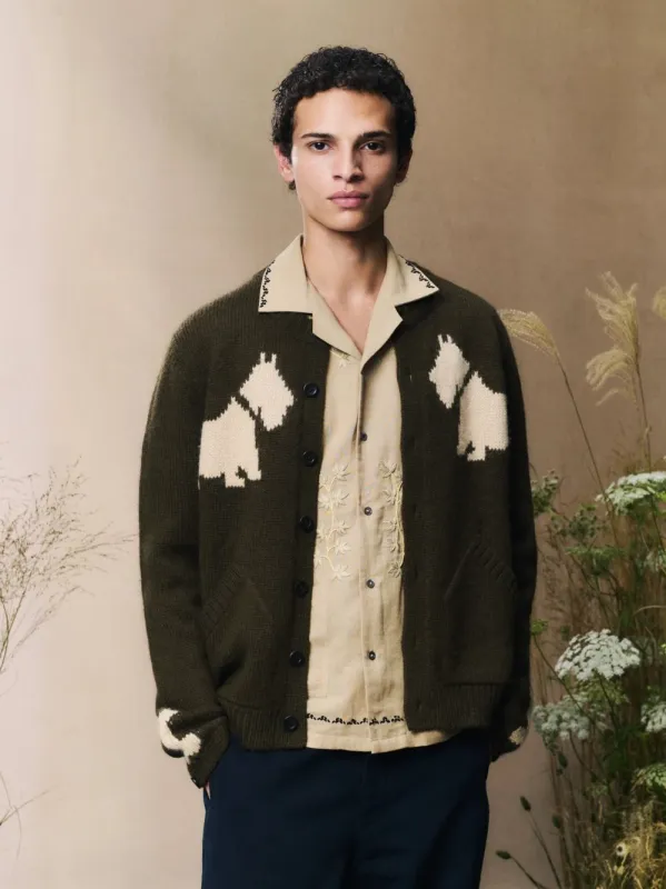 Khaki Green Bobby Wool Cardigan sold by Fashion Clinic