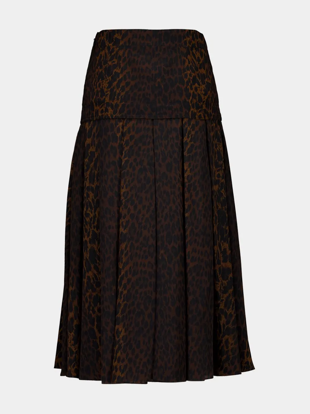 Leopard Print Silk Godet Midi Skirt sold by Fashion Clinic product image thumbnail 2