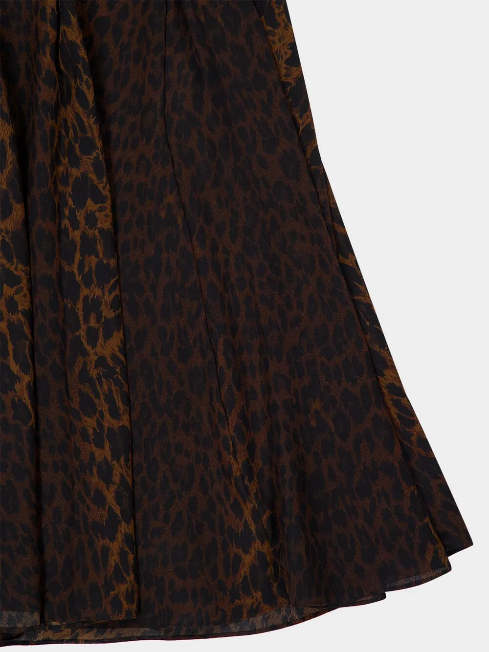 Leopard Print Silk Godet Midi Skirt sold by Fashion Clinic product image thumbnail 4