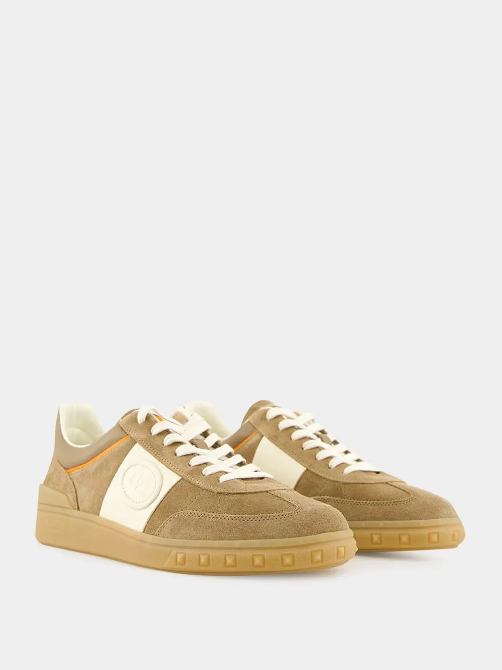 Khaki and Ivory Upvillage Low-Top Sneaker sold by Fashion Clinic product image thumbnail 3