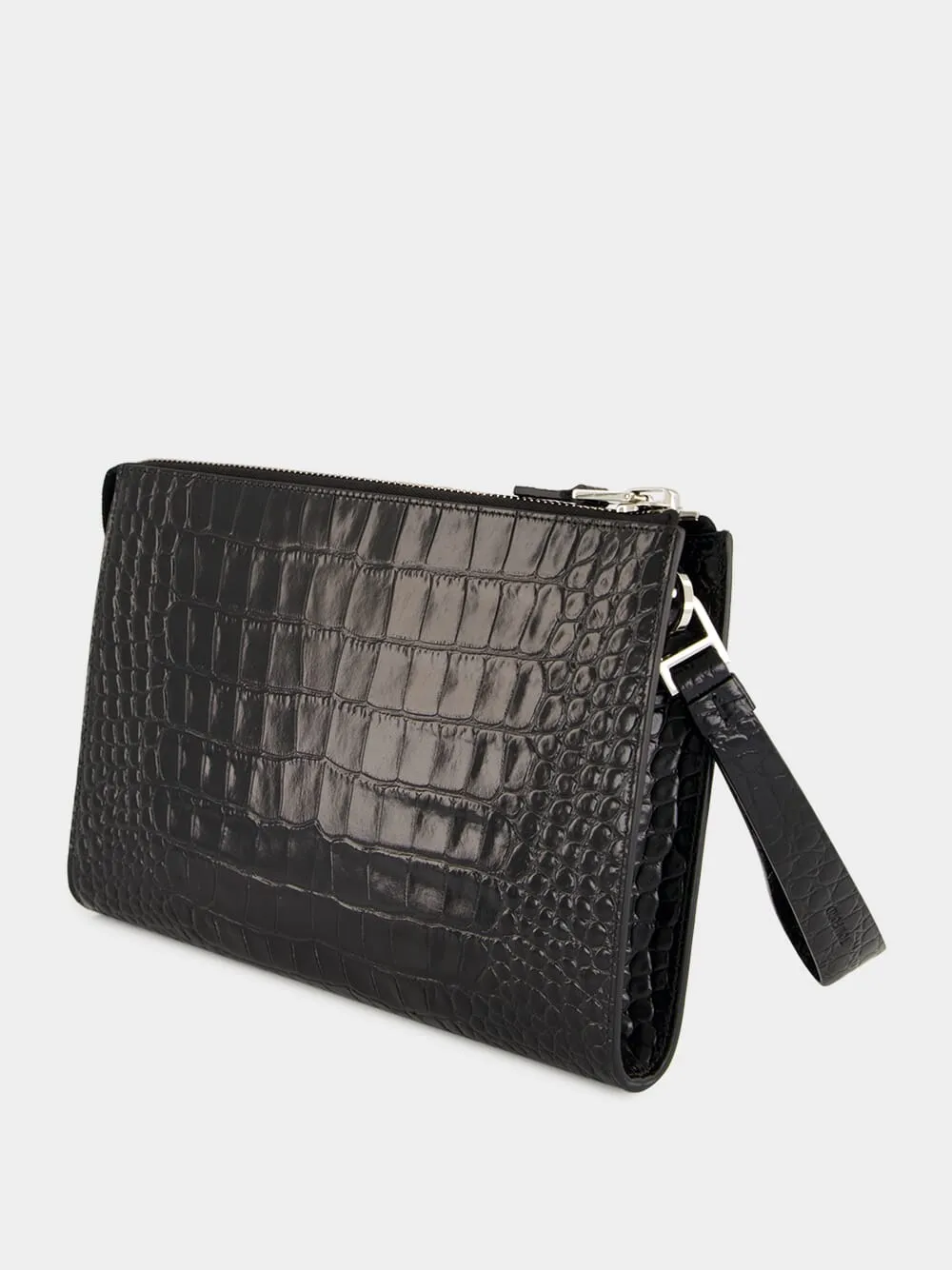 Black Croc-Effect Leather Portfolio Bag sold by Fashion Clinic product image thumbnail 4