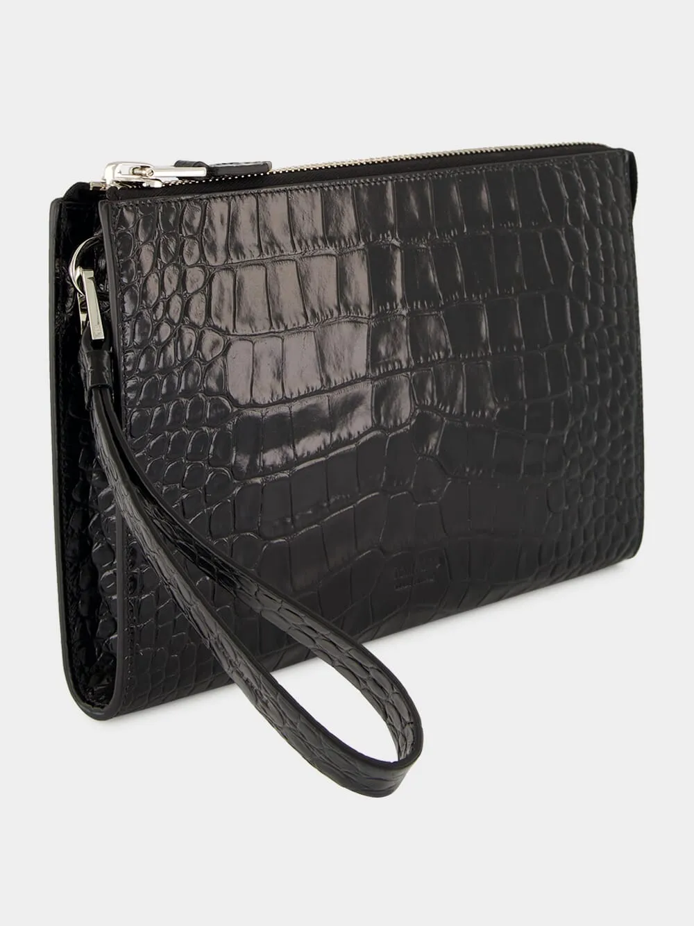 Black Croc-Effect Leather Portfolio Bag sold by Fashion Clinic product image thumbnail 2