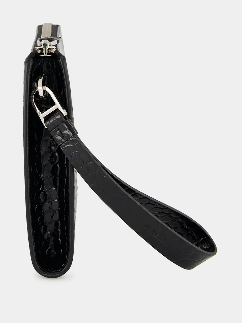Black Croc-Effect Leather Portfolio Bag sold by Fashion Clinic product image thumbnail 3