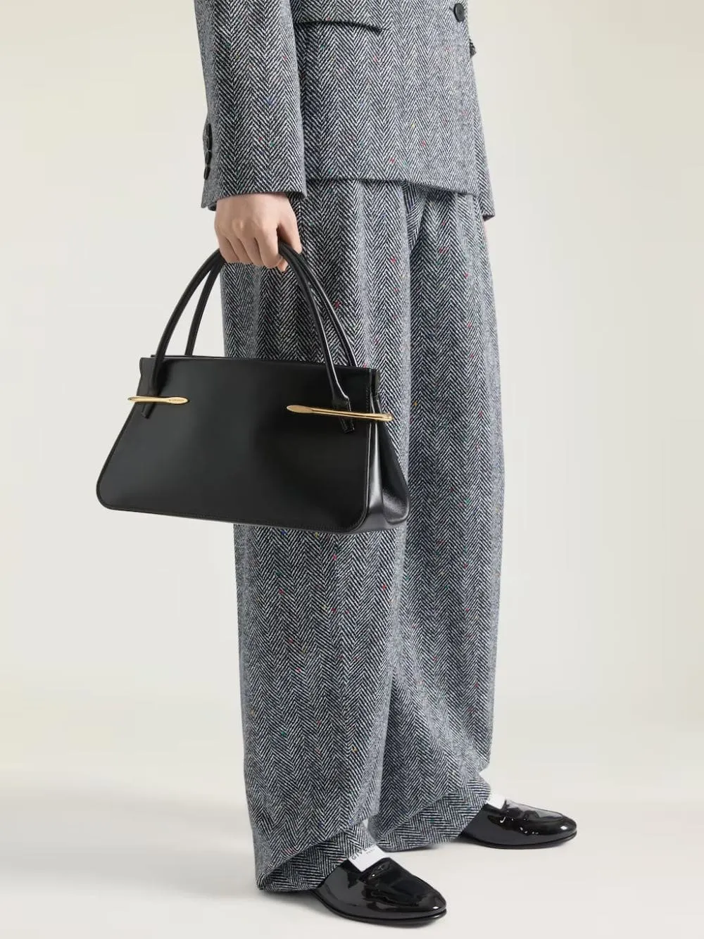 Black Medium Pinch Leather Handbag sold by Fashion Clinic product image thumbnail 2