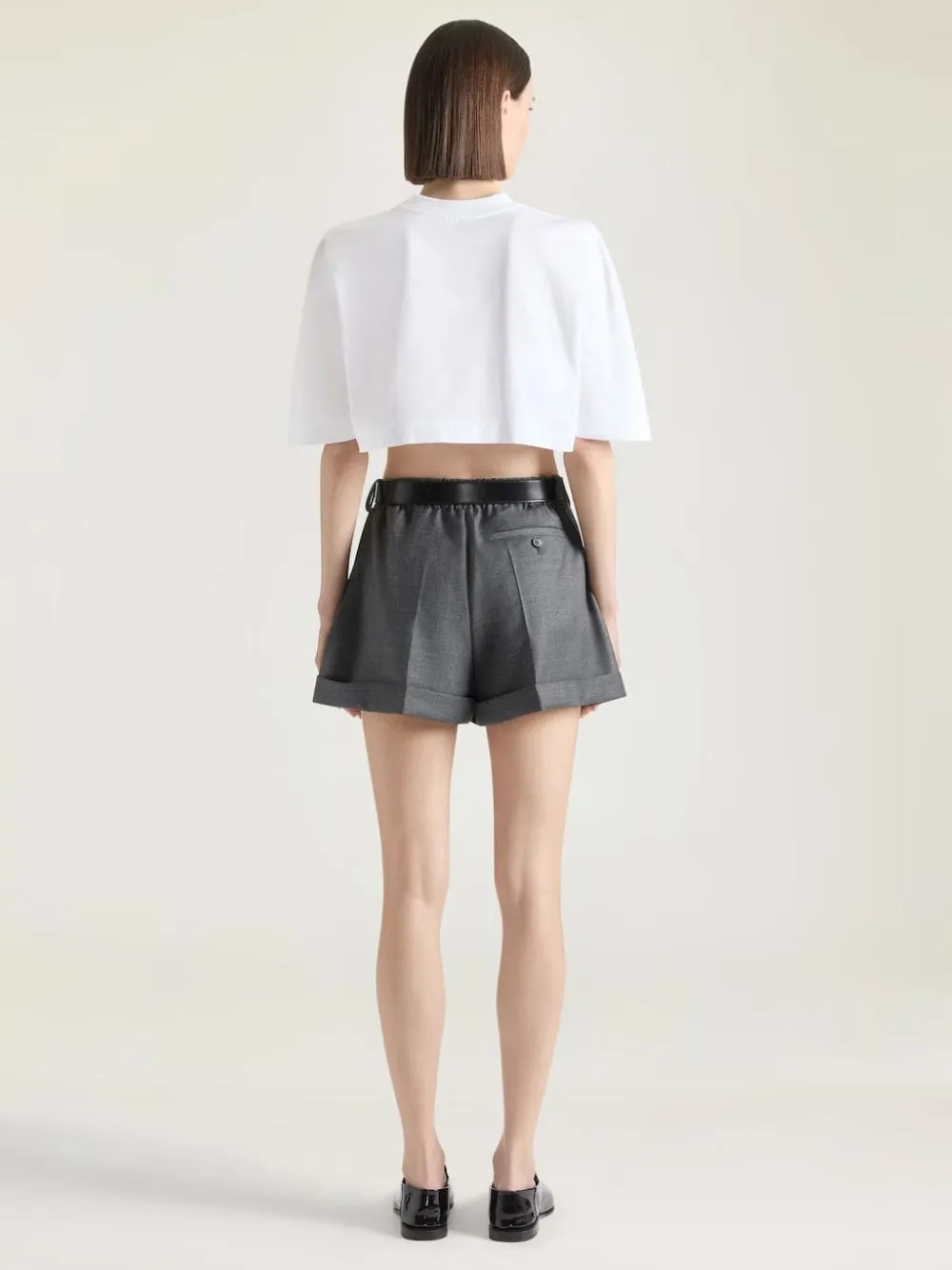 Grey Mix Double Pleat Wool Shorts sold by Fashion Clinic product image thumbnail 4