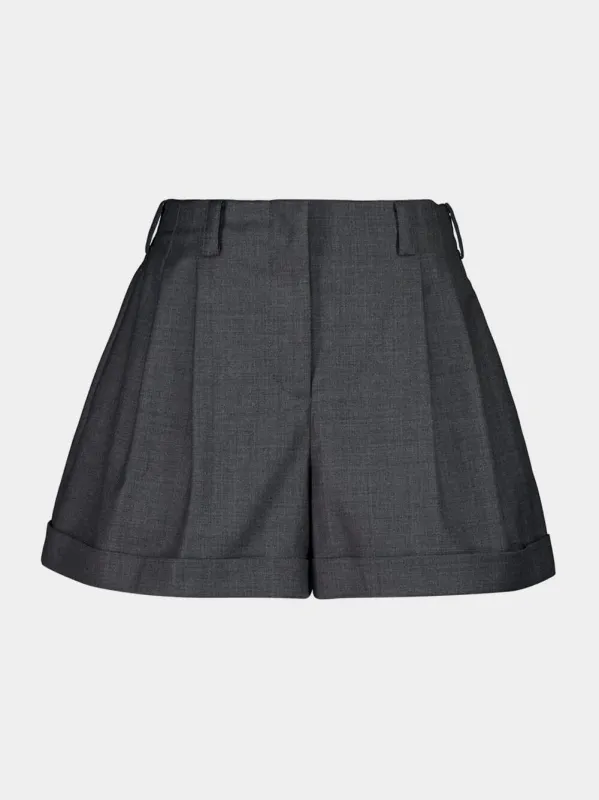 Grey Mix Double Pleat Wool Shorts sold by Fashion Clinic