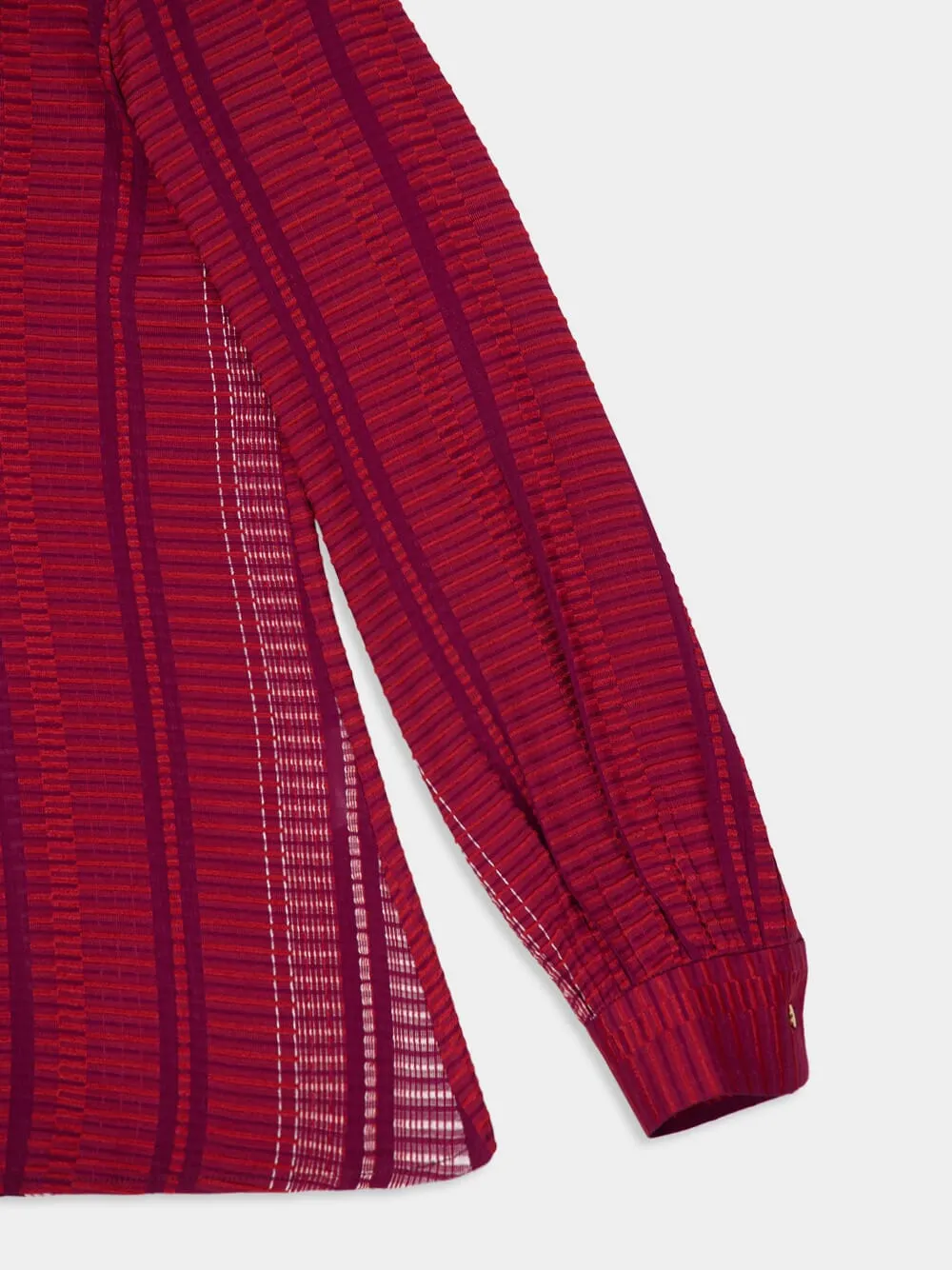 Burgundy Hera Silk Textured Blouse sold by Fashion Clinic product image thumbnail 4