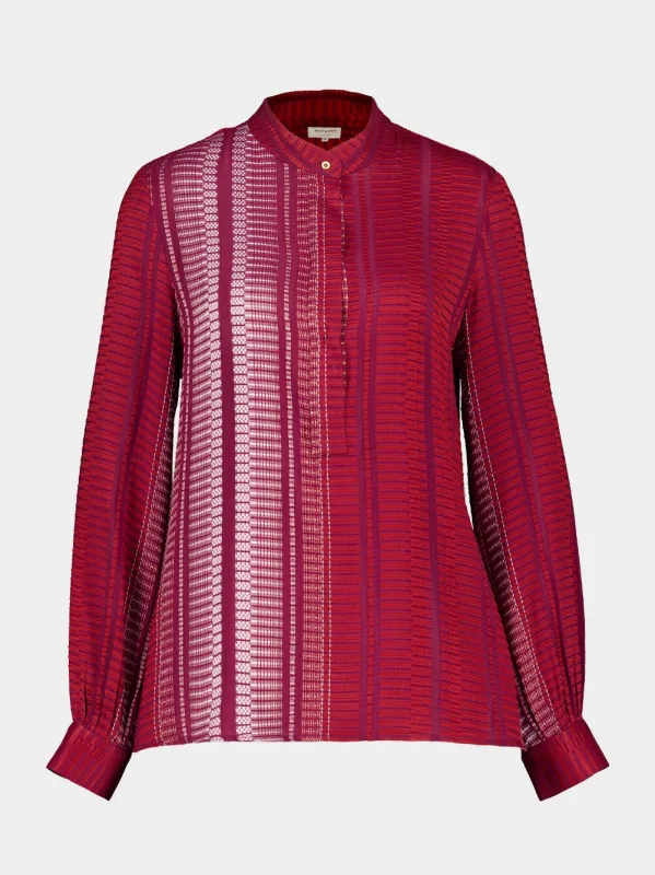 Burgundy Hera Silk Textured Blouse sold by Fashion Clinic