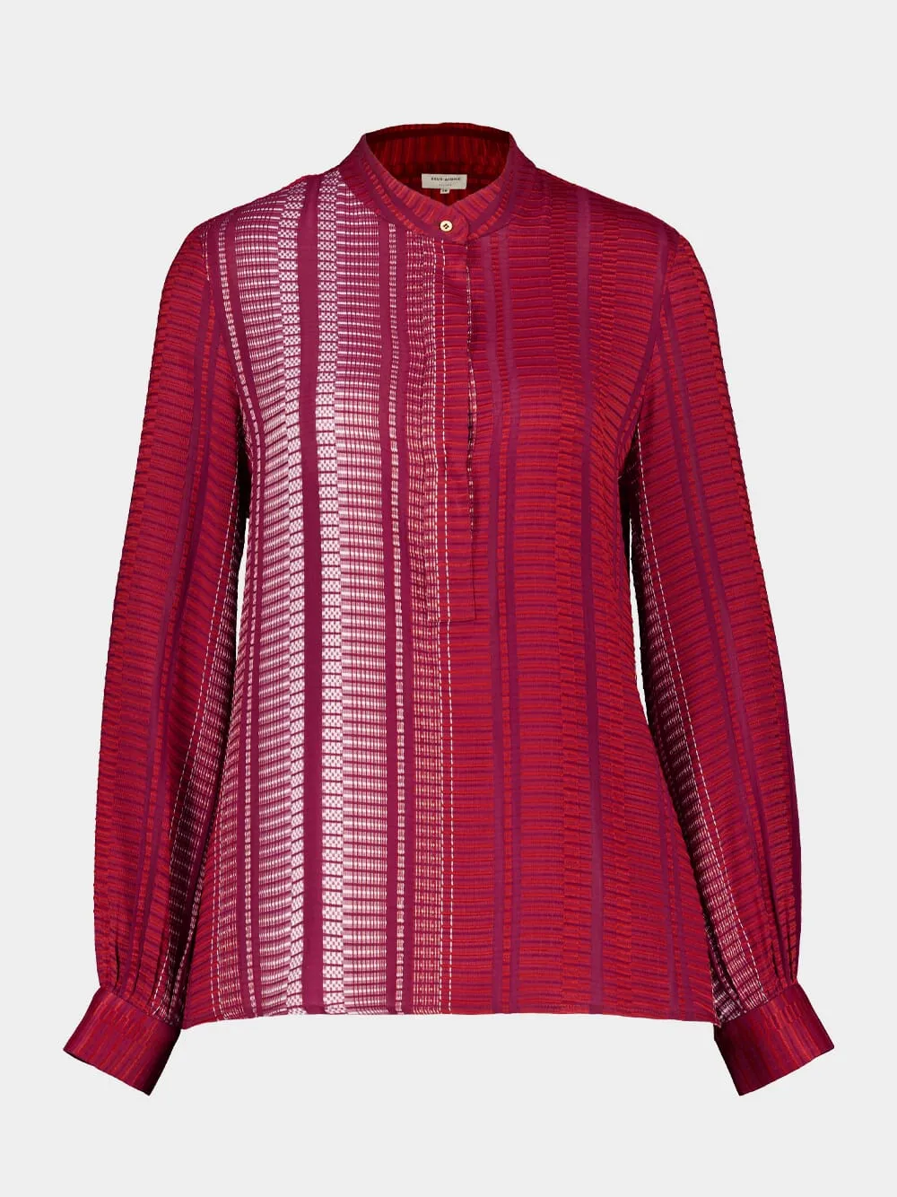 Burgundy Hera Silk Textured Blouse sold by Fashion Clinic