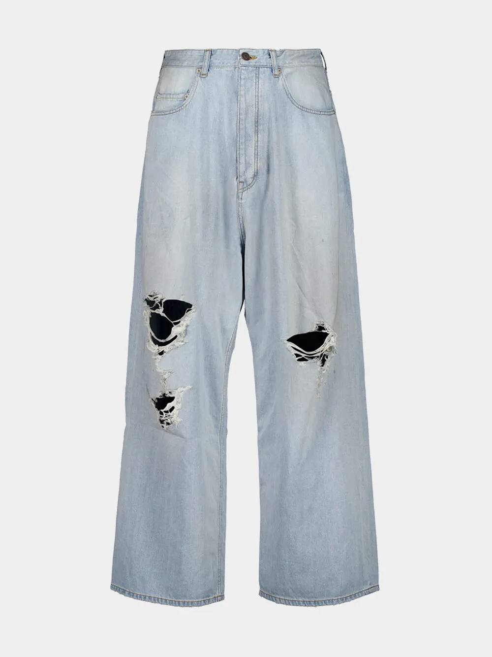 Light Blue Baggy Denim Distressed Jeans sold by Fashion Clinic