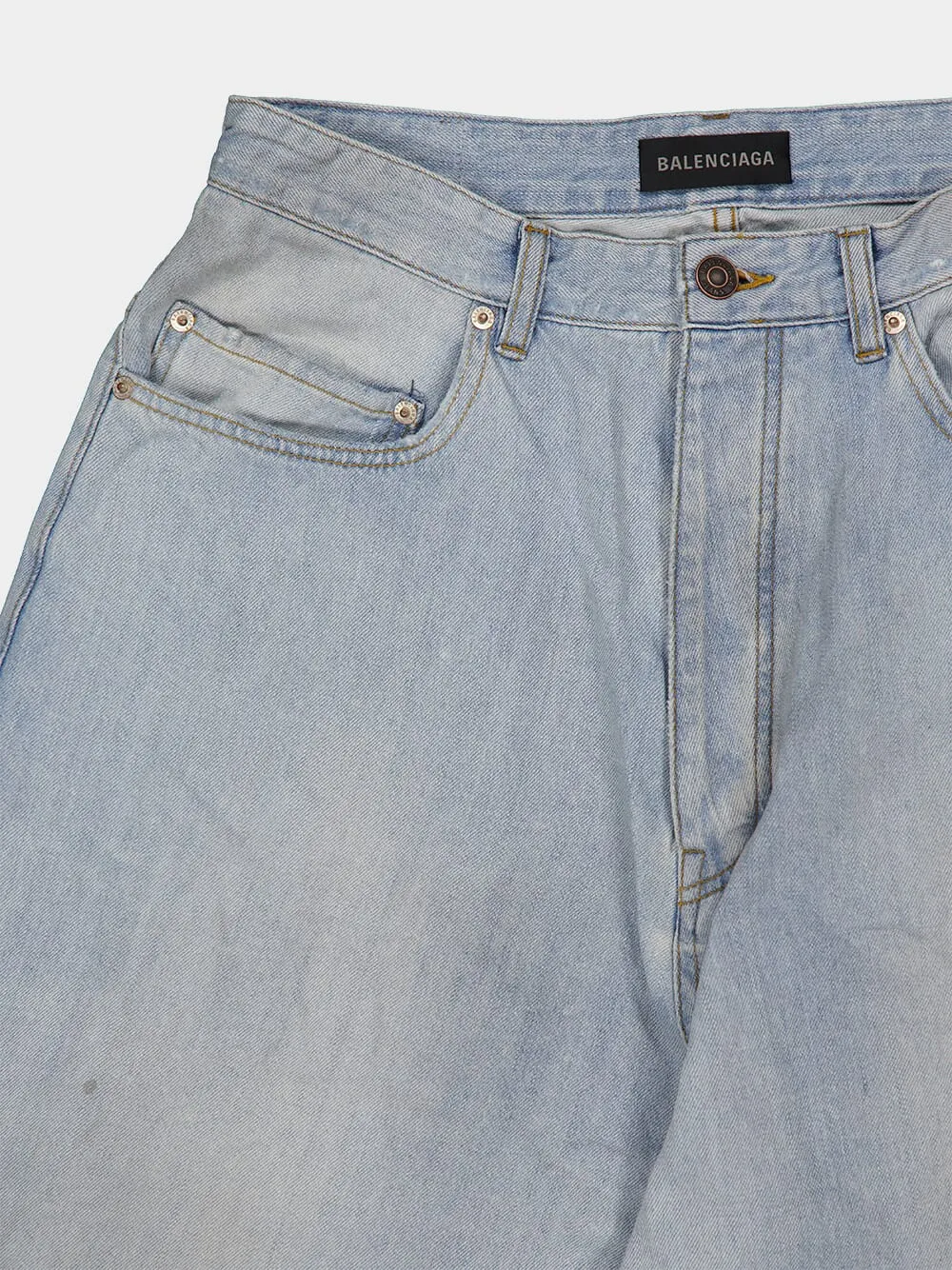 Light Blue Baggy Denim Distressed Jeans sold by Fashion Clinic product image thumbnail 3