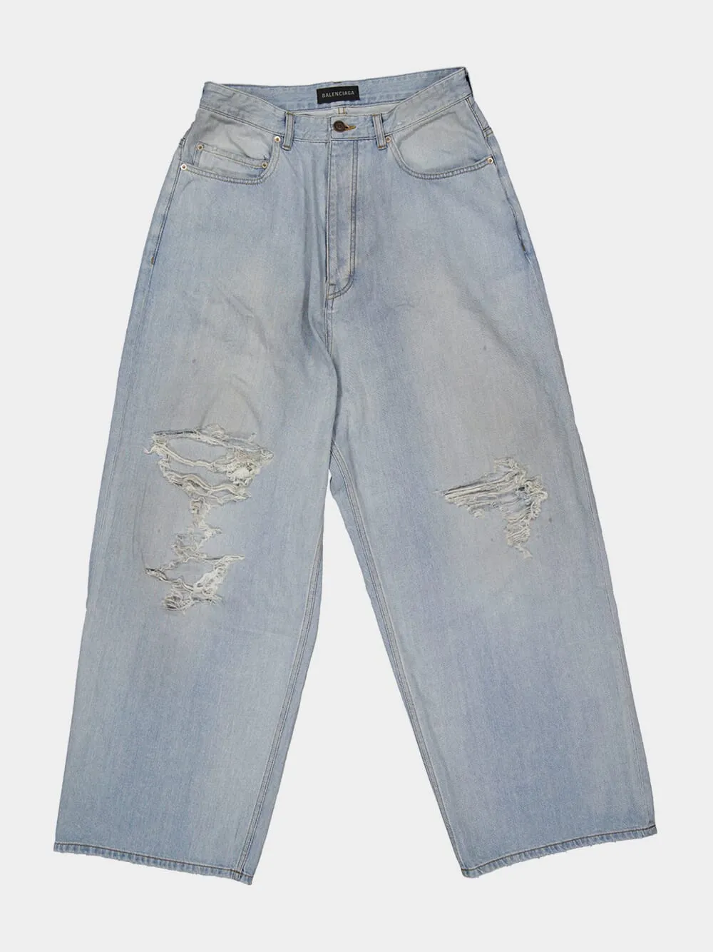 Light Blue Baggy Denim Distressed Jeans sold by Fashion Clinic product image thumbnail 5