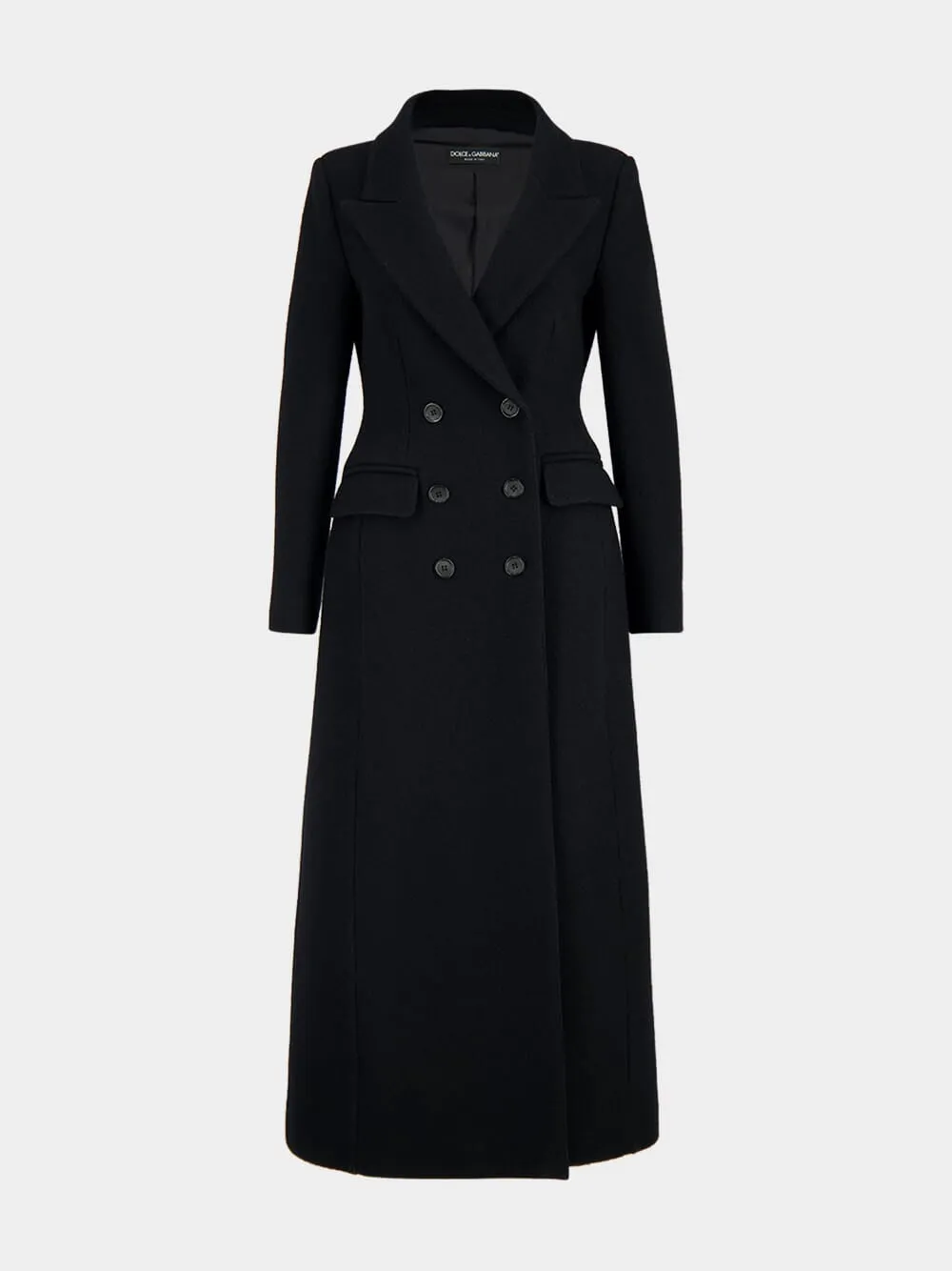 Black Double-Breasted Wool Coat sold by Fashion Clinic