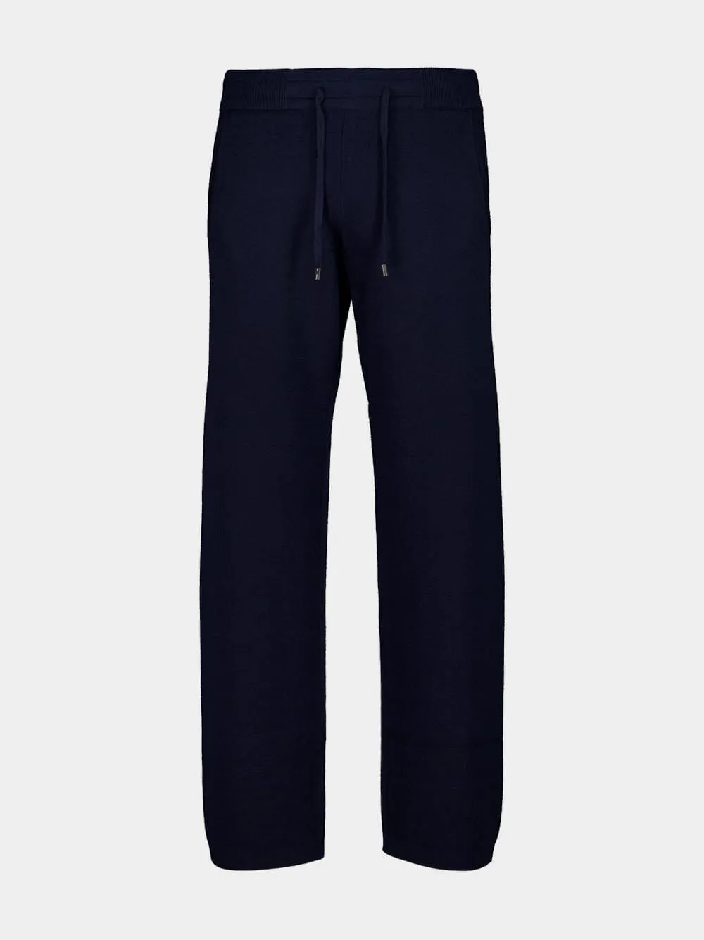 Navy Wool Straight Trousers sold by Fashion Clinic
