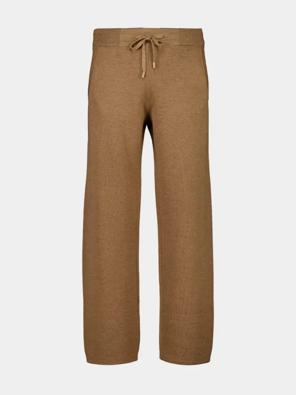 Camel Wool Straight Trousers sold by Fashion Clinic
