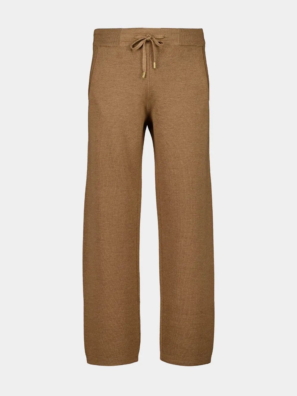 Camel Wool Straight Trousers sold by Fashion Clinic