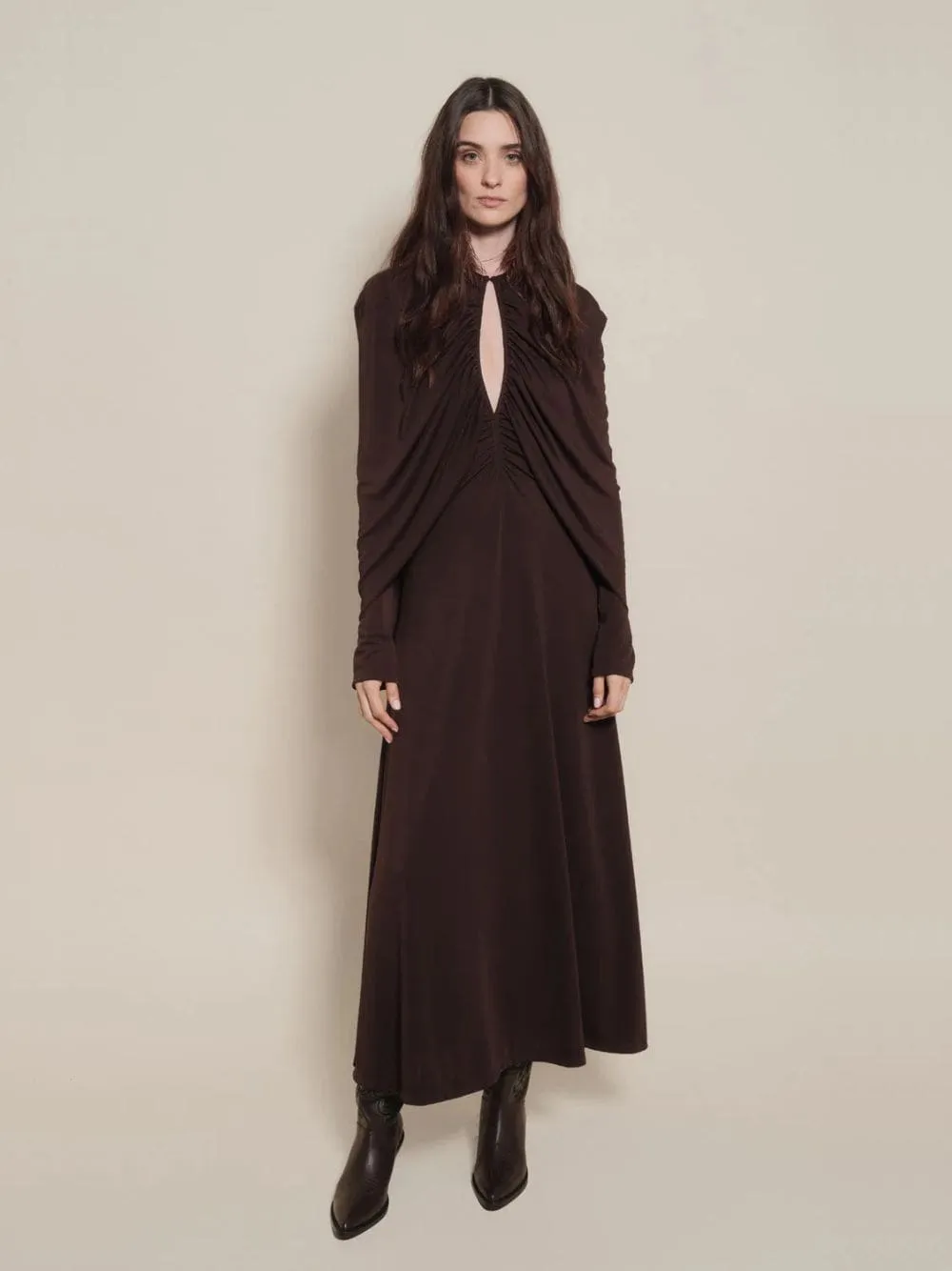Chocolate Silent Solstice Midi Dress sold by Fashion Clinic