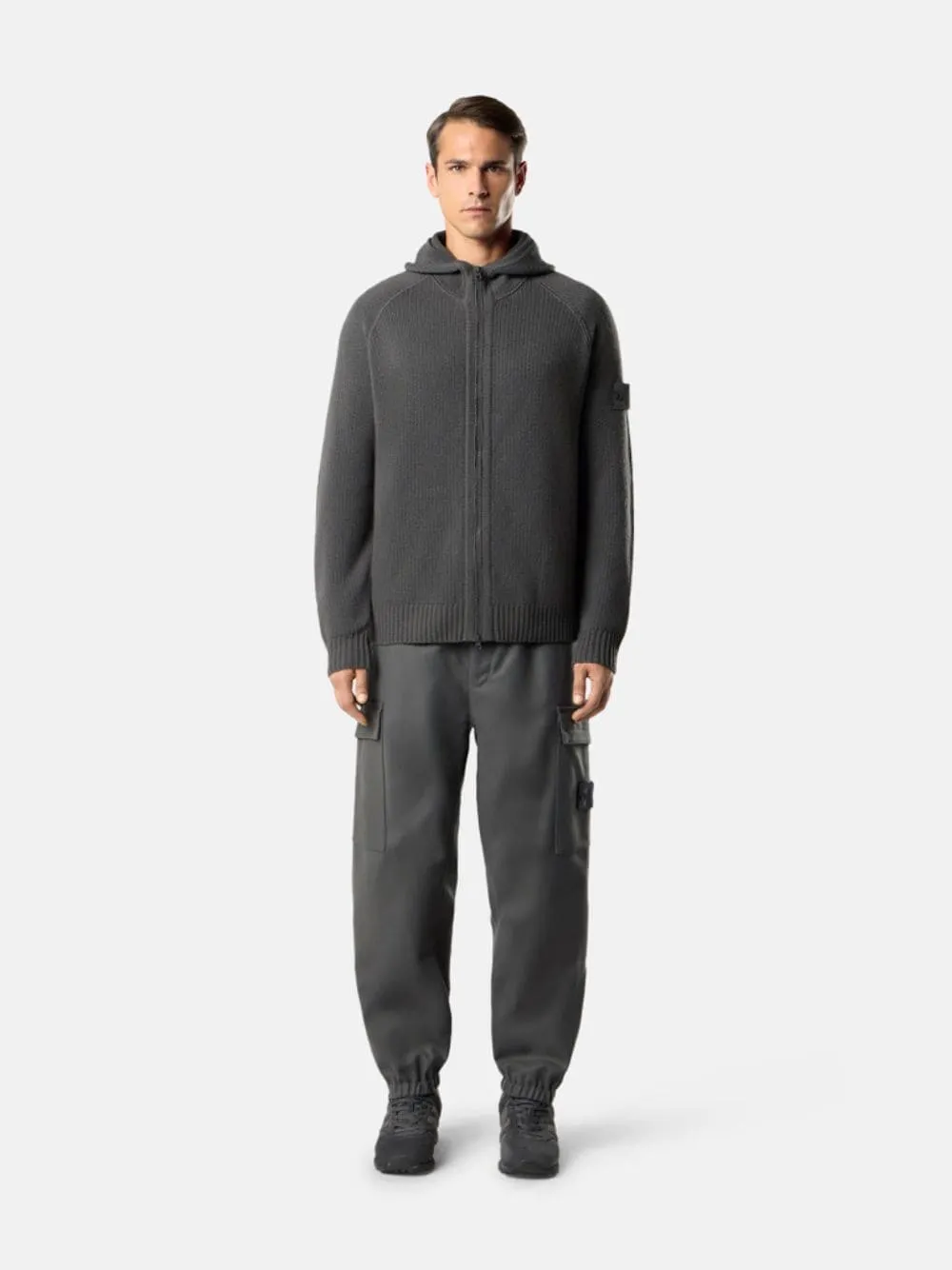 Dark Grey Cashmere Zip-Up Hooded Jumper sold by Fashion Clinic