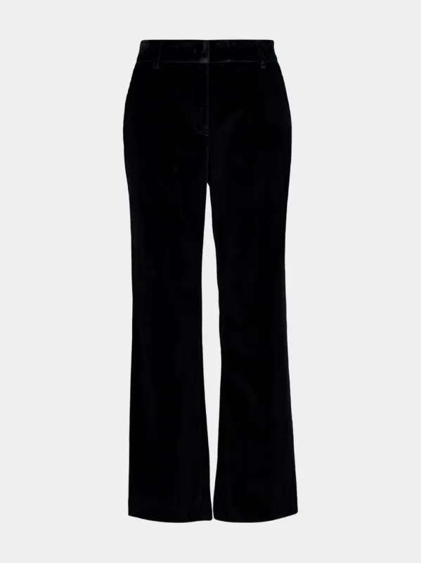 Black Cotton Straight-Fit Trousers sold by Fashion Clinic