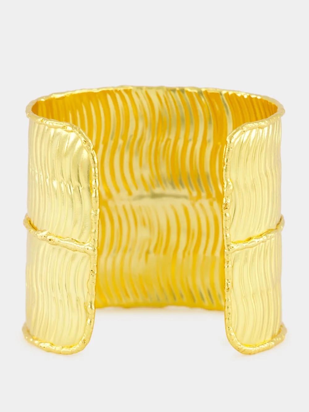Bamboo Gold Textured Cuff Bracelet sold by Fashion Clinic product image thumbnail 2