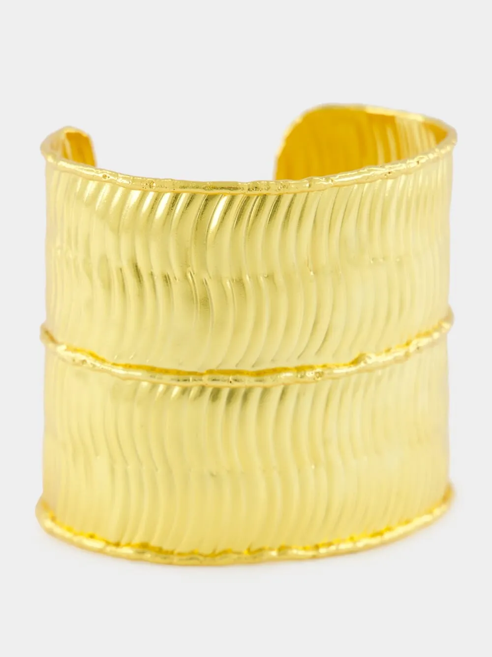 Bamboo Gold Textured Cuff Bracelet sold by Fashion Clinic product image thumbnail 3