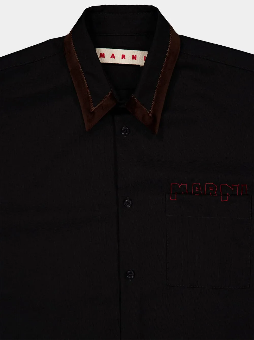 Black Wool Shirt with Logo Detail sold by Fashion Clinic product image thumbnail 3