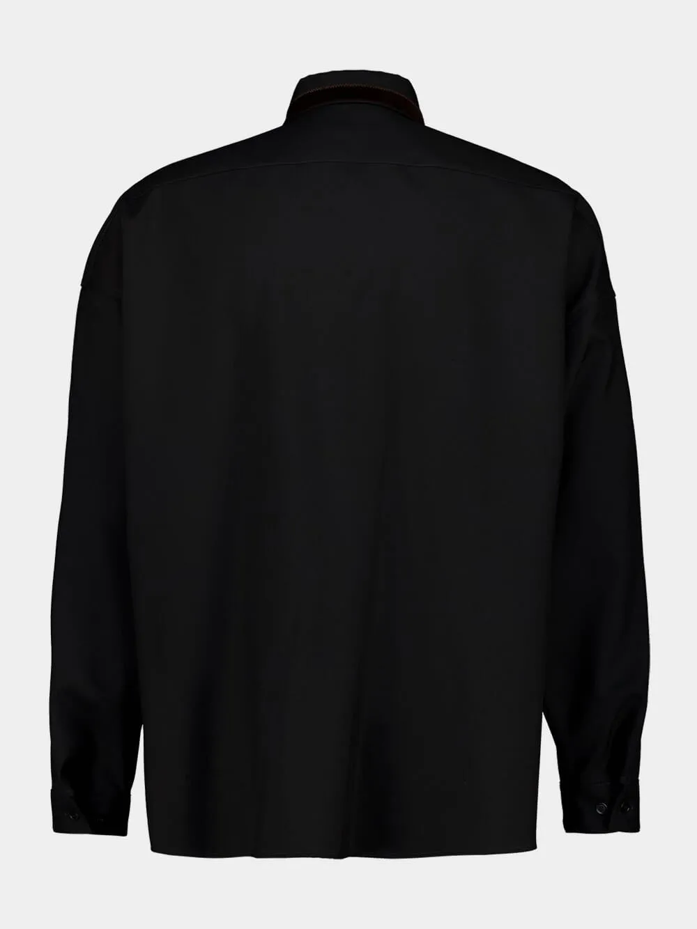 Black Wool Shirt with Logo Detail sold by Fashion Clinic product image thumbnail 2