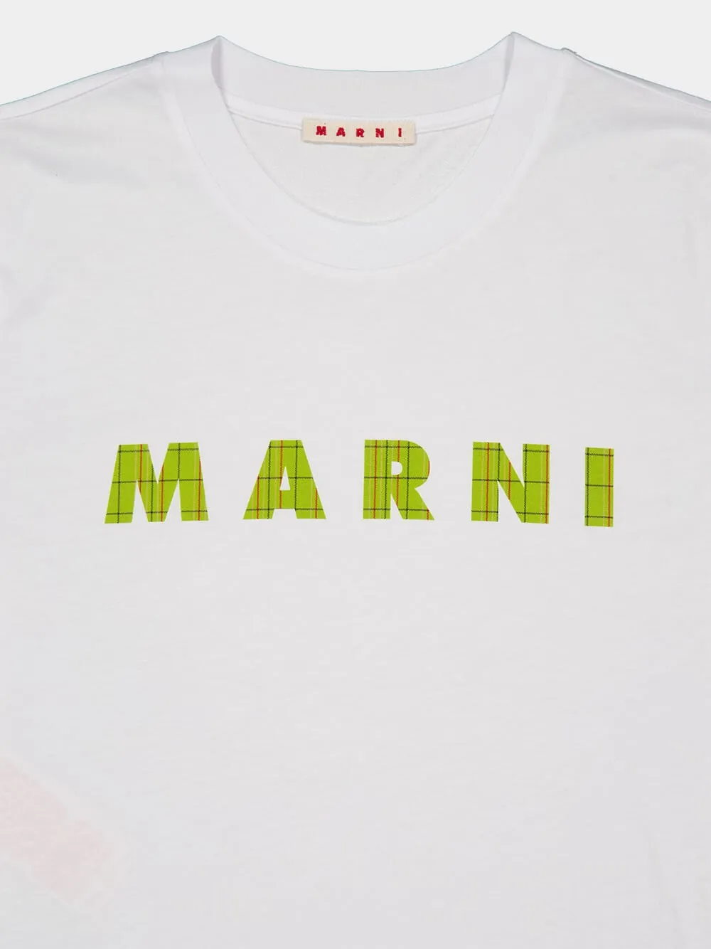 White Cotton T-Shirt with Green Logo sold by Fashion Clinic product image thumbnail 3
