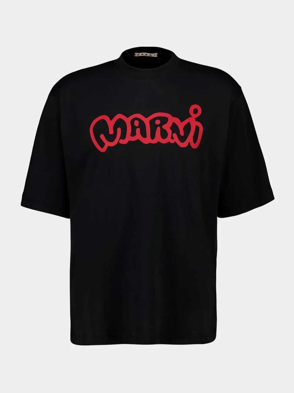 Black Cotton Red Logo T-Shirt sold by Fashion Clinic