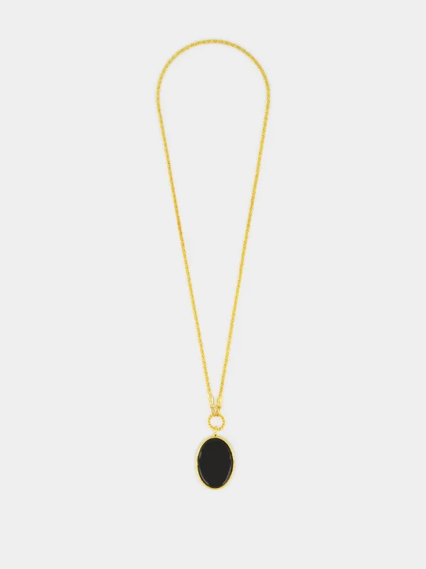 Talisman Gold Necklace with Malachite sold by Fashion Clinic