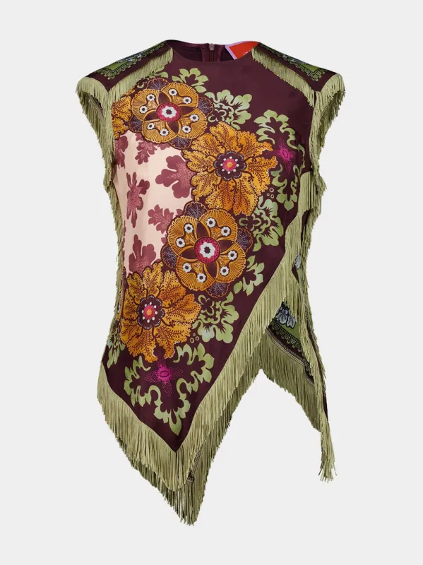 Bounty Placée Scarf Top in Burgundy Silk Voile sold by Fashion Clinic