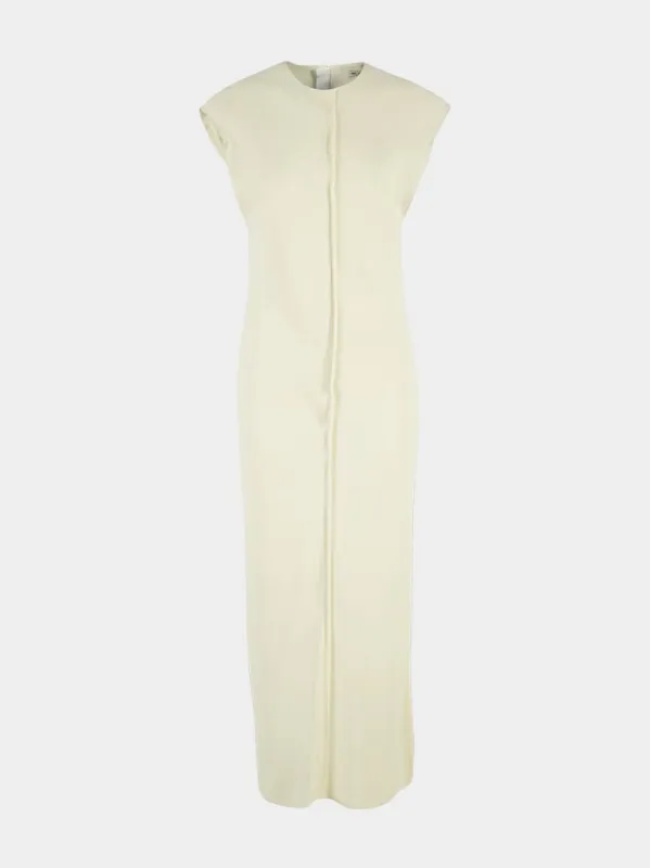 Ivory Long Raw Edge Details Dress sold by Fashion Clinic
