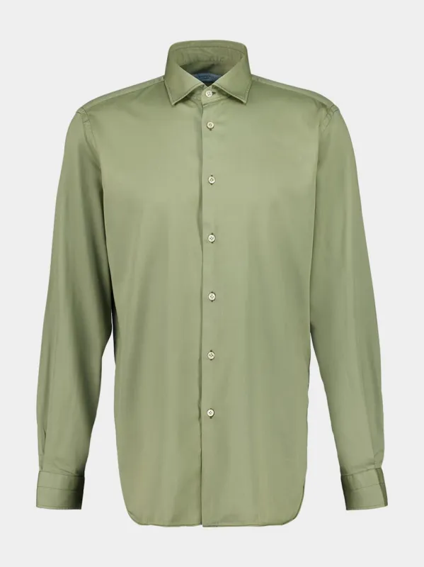 Green Regular Fit Shirt in Cotton Blend sold by Fashion Clinic