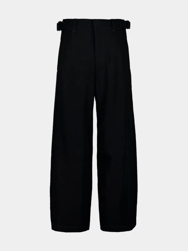 Black Maxi Utility Pants Soft Wool Twill sold by Fashion Clinic