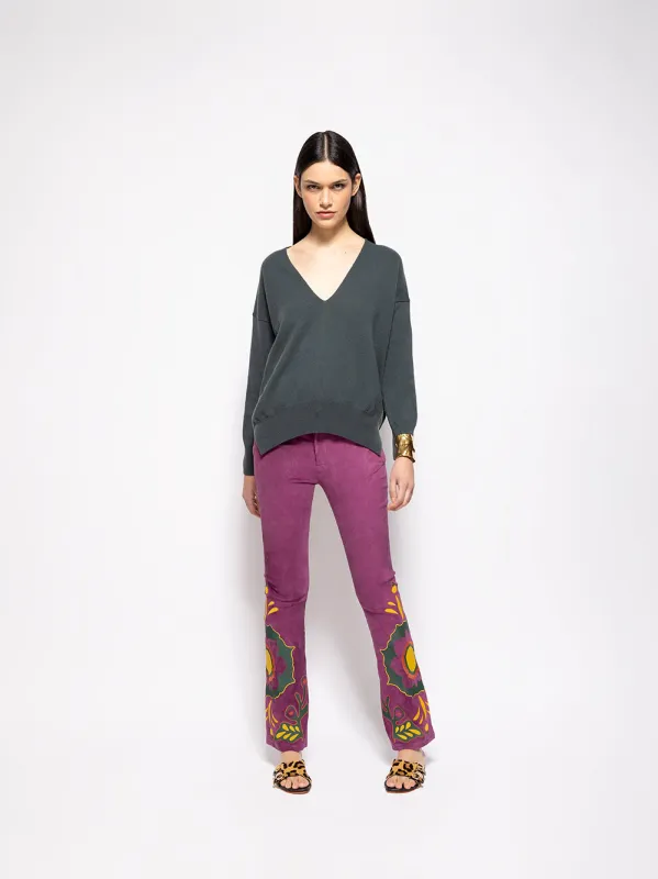 V-Neck Dark Green Cashmere Sweater sold by Fashion Clinic