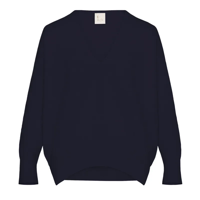 V-Neck Navy Cashmere Sweater sold by Fashion Clinic