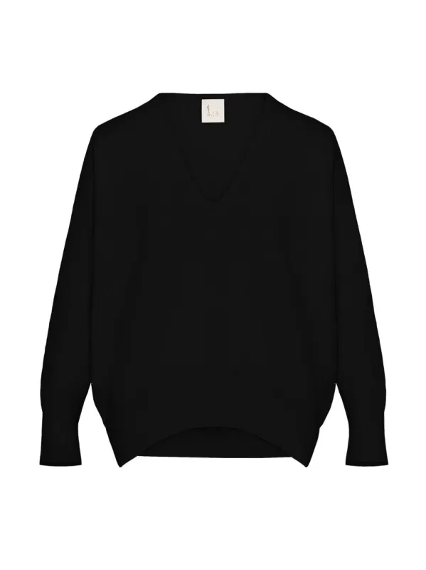 V-Neck Black Cashmere Sweater sold by Fashion Clinic