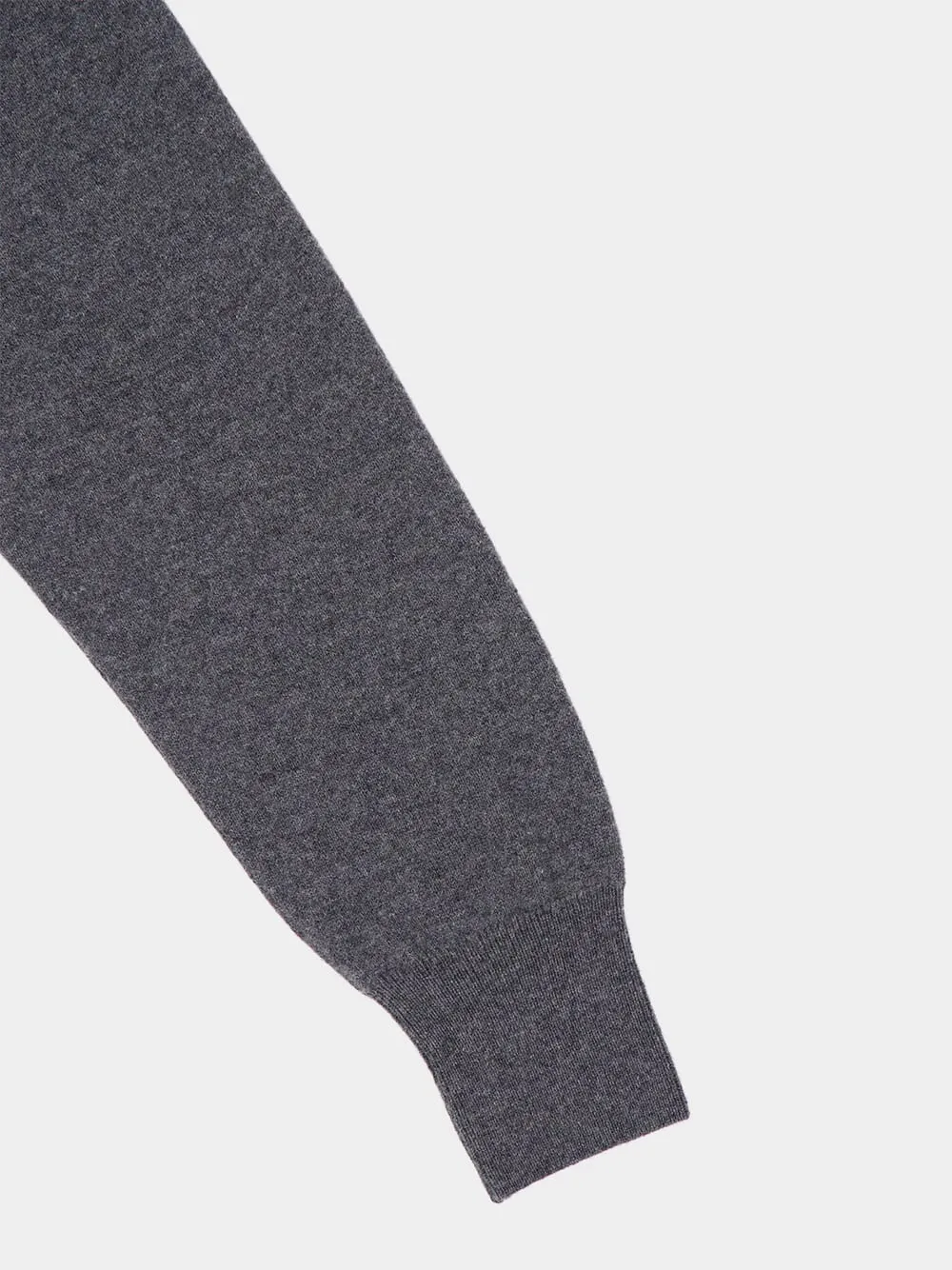 Long V-Neck Dark Grey Cashmere Sweater sold by Fashion Clinic product image thumbnail 4