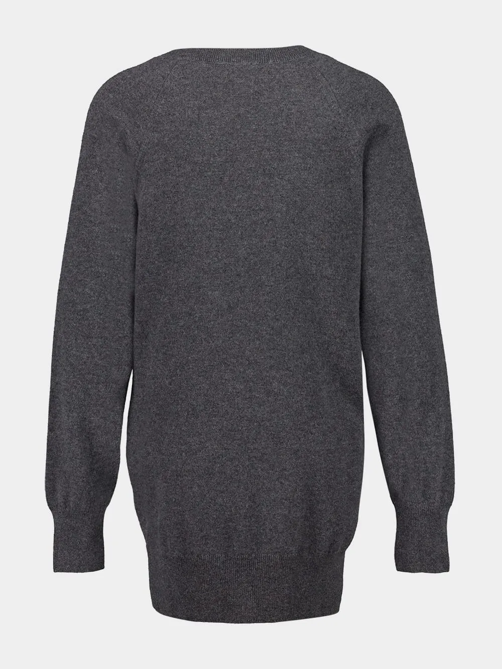 Long V-Neck Dark Grey Cashmere Sweater sold by Fashion Clinic product image thumbnail 2