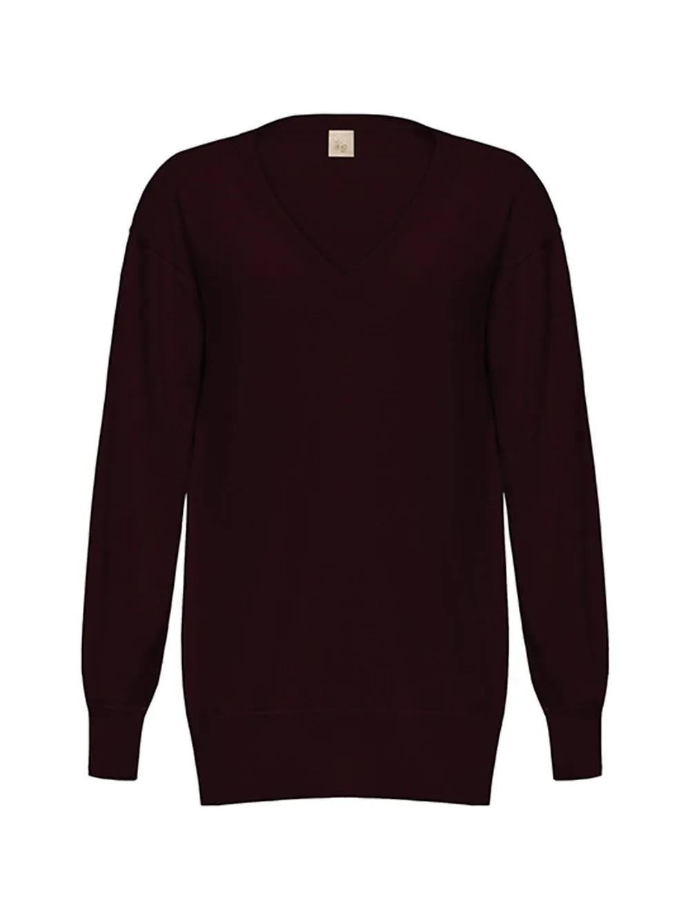 Long V-Neck Burgundy Cashmere Sweater sold by Fashion Clinic product image thumbnail 4