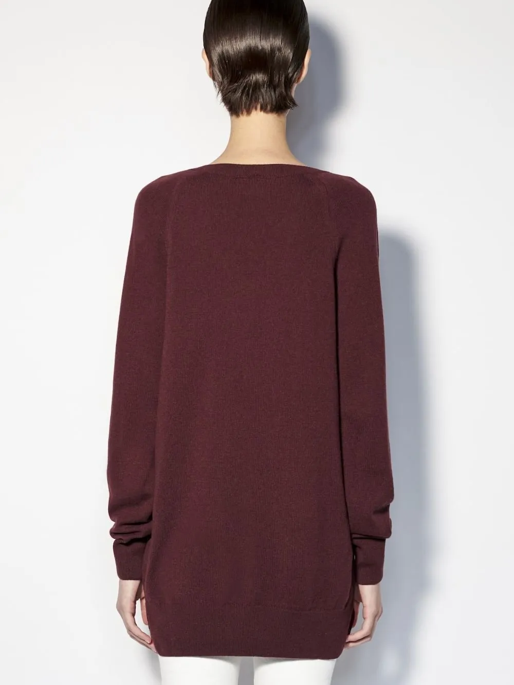 Long V-Neck Burgundy Cashmere Sweater sold by Fashion Clinic product image thumbnail 3