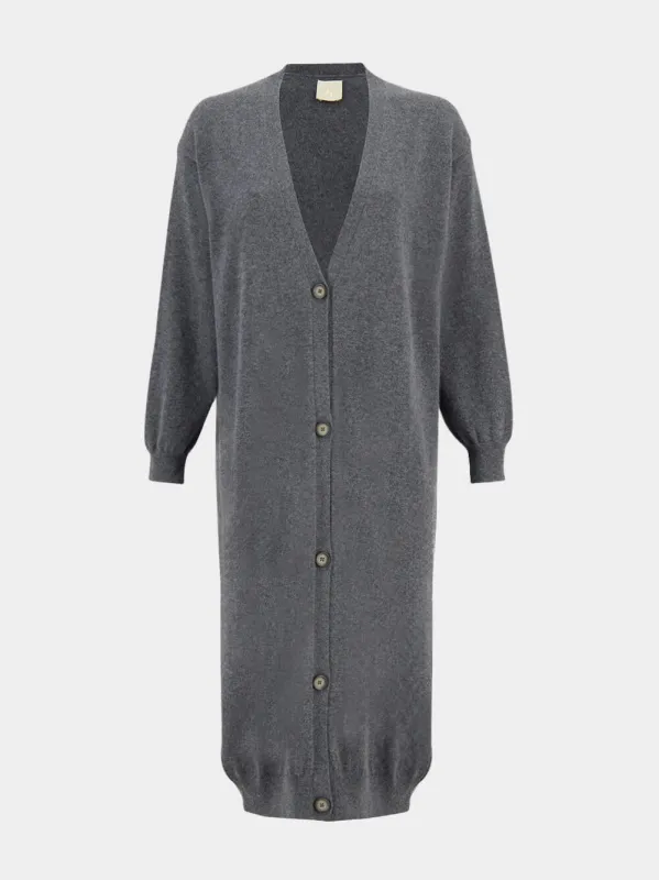 Long Dark Grey Cashmere Cardigan sold by Fashion Clinic