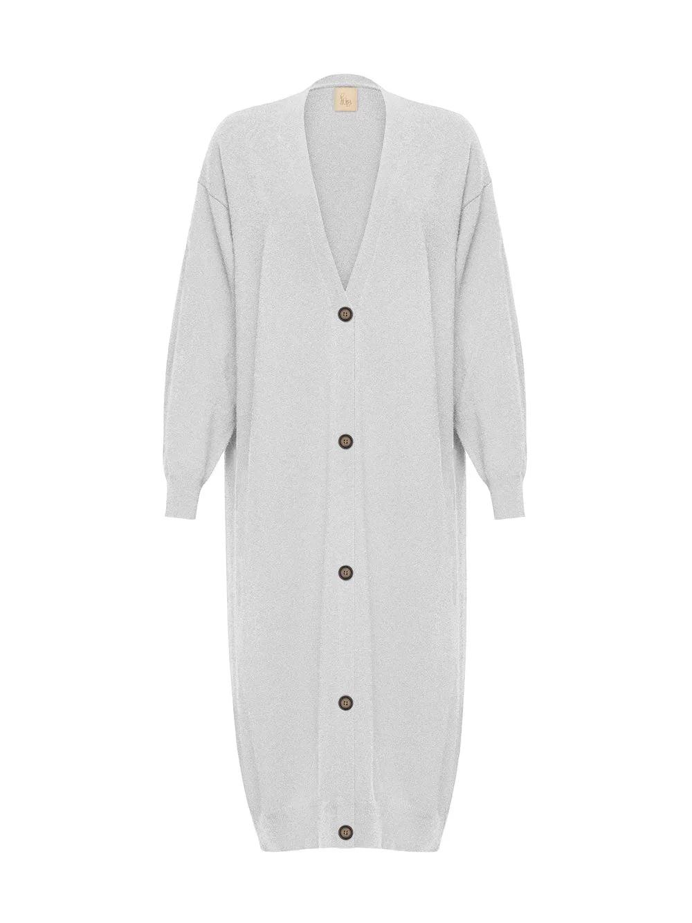 Long Light Grey Cashmere Cardigan sold by Fashion Clinic