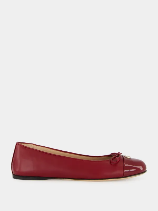 Rosso Ancora Red Leather Ballet Flat sold by Fashion Clinic
