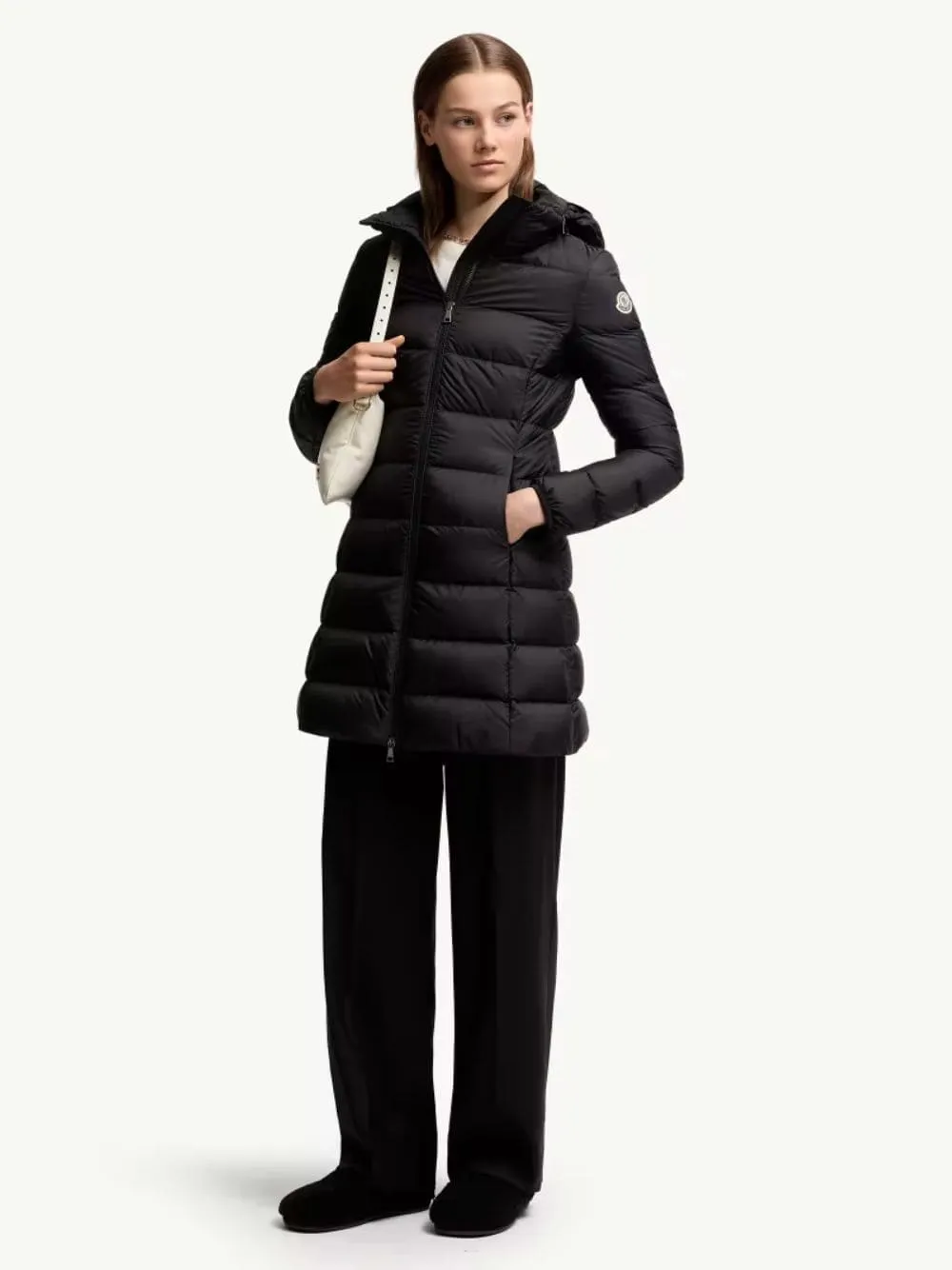 Black Gie Hooded Long Down Jacket sold by Fashion Clinic