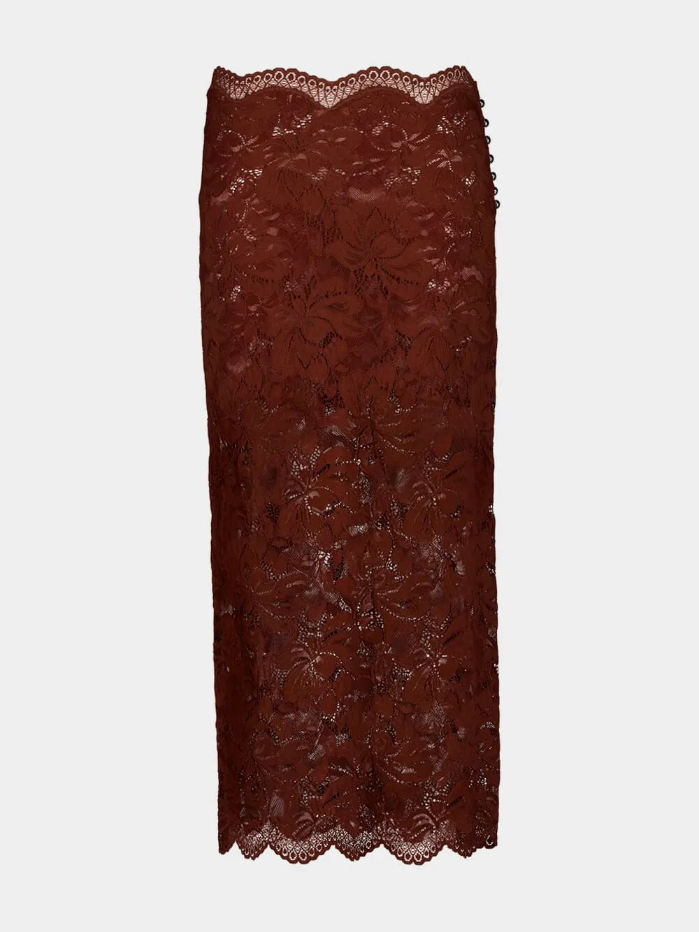 Cinnamon Brown Lace Midi Skirt sold by Fashion Clinic